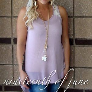 Lilac cowl style back with crochet detailing